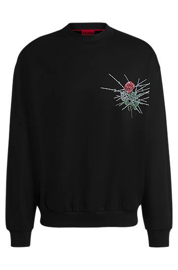 Sweater BOSS Relaxed-Fit Sweatshirt with Rose Graphic Sort | 50532094, 0