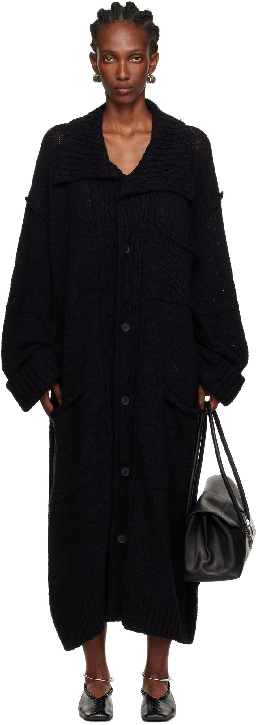 Sweater Yohji Yamamoto Yohji Yamamoto Plain Stitch Pocket Long Cardigan Sort | HL-K78-091