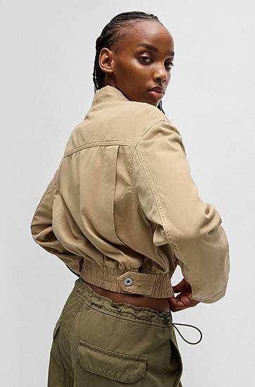 Bomberjakke BOSS Cropped Cotton Canvas Jacket Beige | 50530800, 1