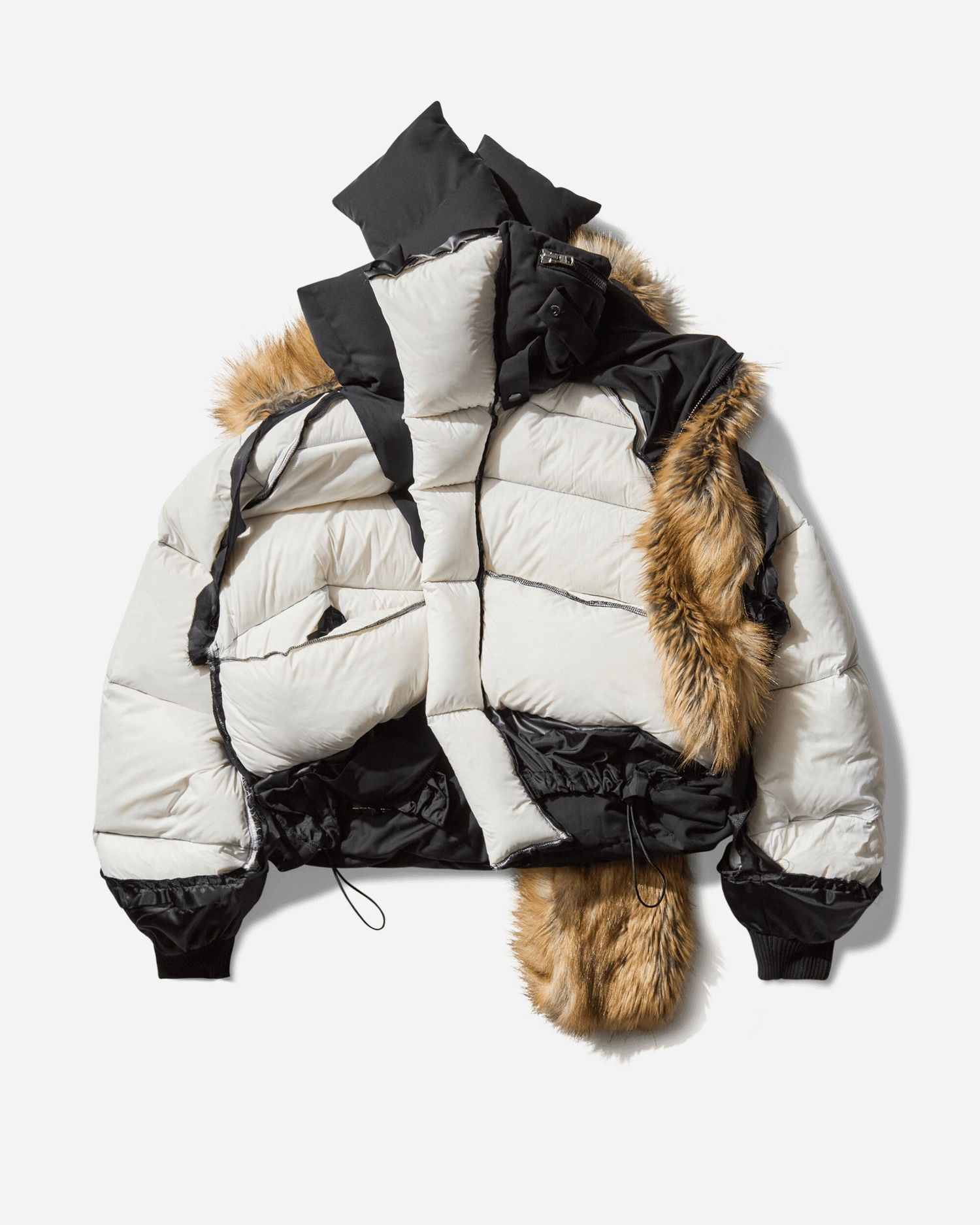 Puffer jakke Ottolinger Deconstructed Puffer Jacket with Faux Fur Stole Hvid | 10970340901 5, 1