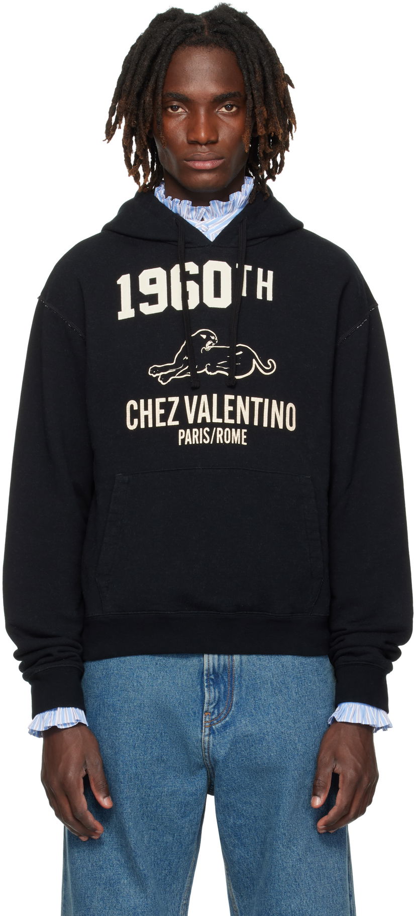 Sweatshirt Valentino Valentino 'Chez Valentino' Hoodie Sort | 7V3MF29MB1M