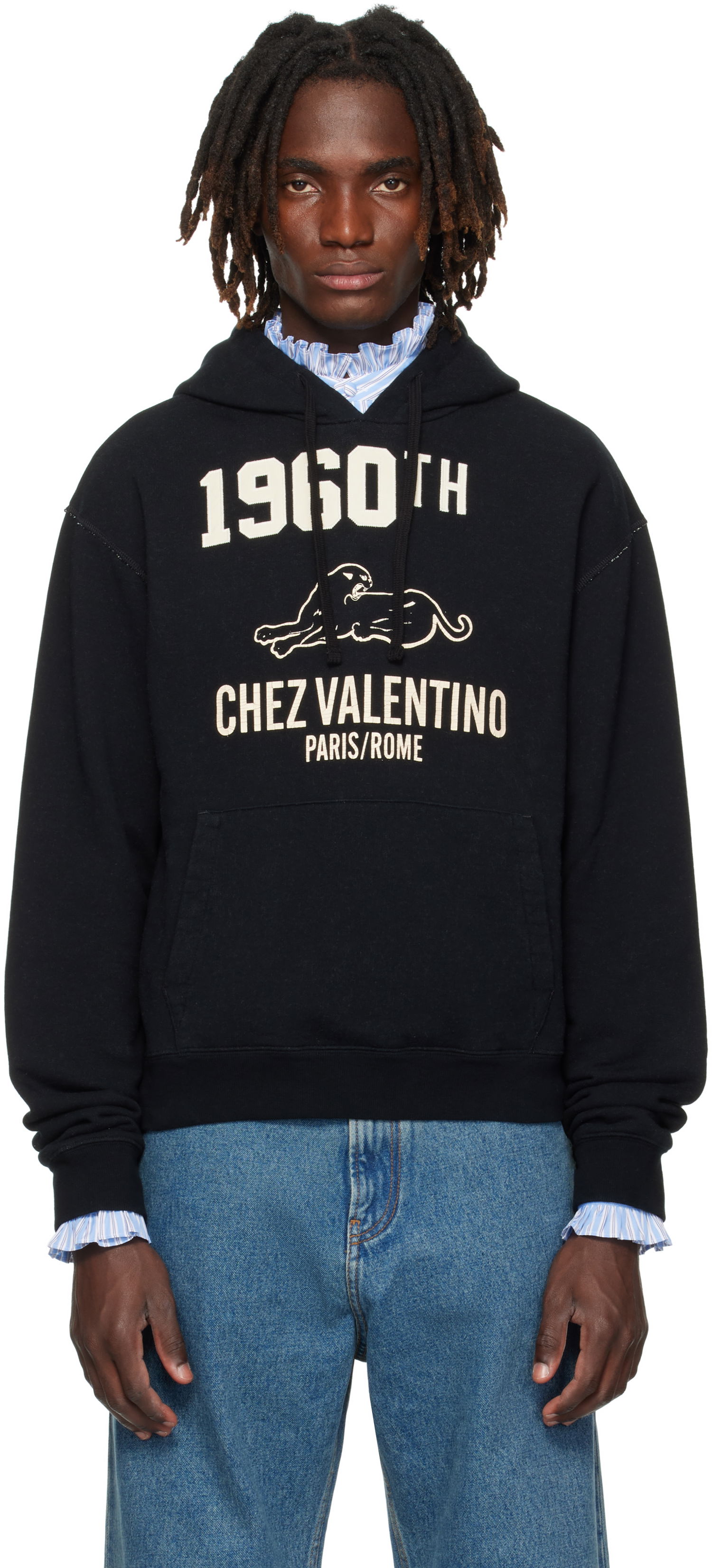 Sweatshirt Valentino Valentino 'Chez Valentino' Hoodie Sort | 7V3MF29MB1M, 0