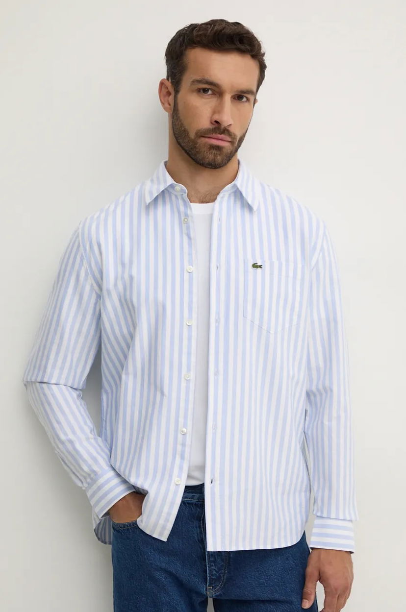 Skjorte Lacoste Lacoste Regular Fit Striped Shirt Blå | CH5623