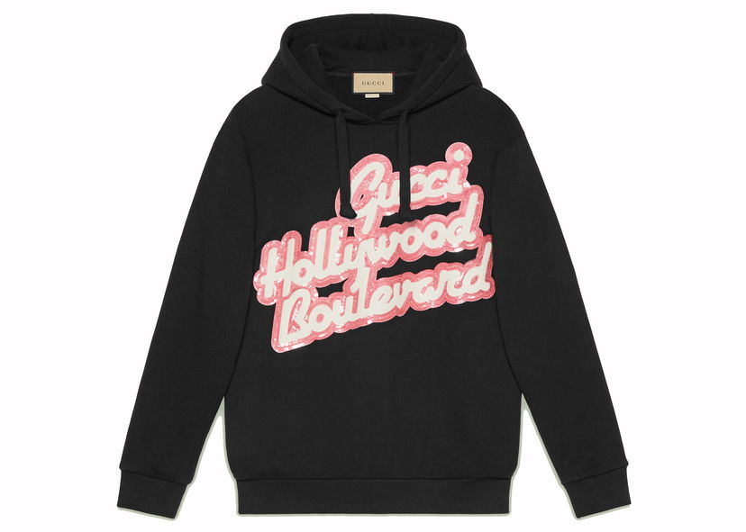 Sweatshirt Gucci Hollywood Boulevard Sequinned Hoodie Black Sort | 615061 XJEF8 1043