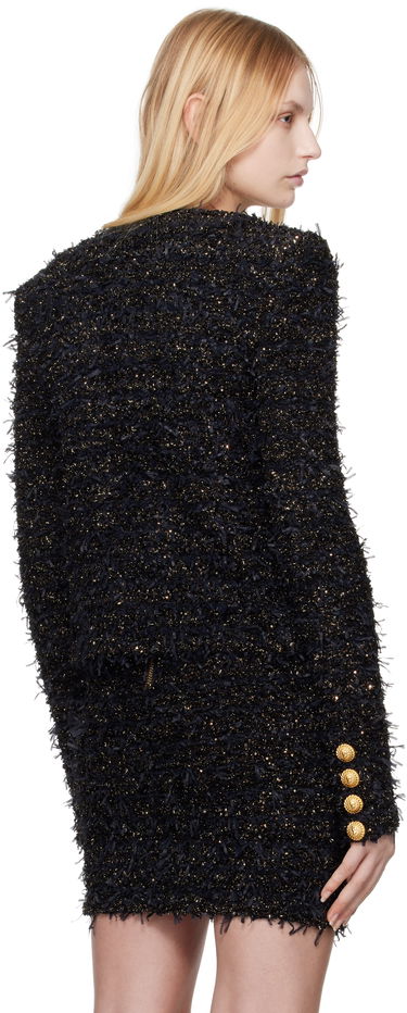 Jakke Balmain Balmain Tweed Jacket with Gold-Tone Buttons Sort | EF1SK048KB19, 2