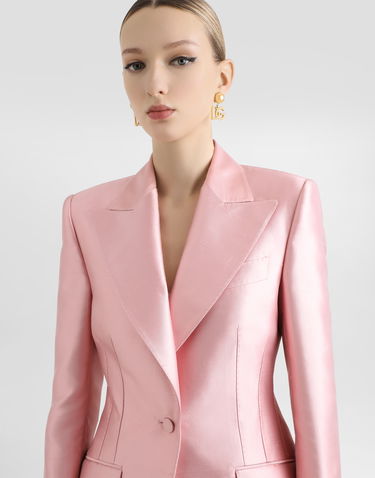 Jakke Dolce & Gabbana Dolce & Gabbana Women's Single-Breasted Silk Shantung Jacket Lyserød | F29QGTFU1JKF1452, 1