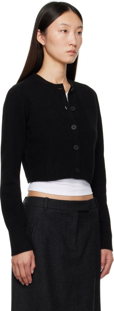 Sweater Loulou de Saison Loulou de Saison Zephir Cashmere Cropped Cardigan Sort | ZEPHIR LDS, 1