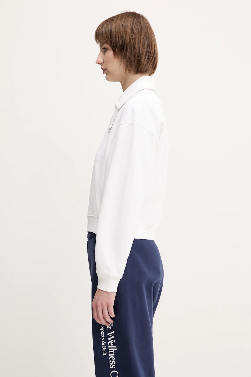 Sweatshirt Sporty & Rich Sporty & Rich Crown Country Embroidered Cropped Polo Hvid | ST072612202WH01, 1