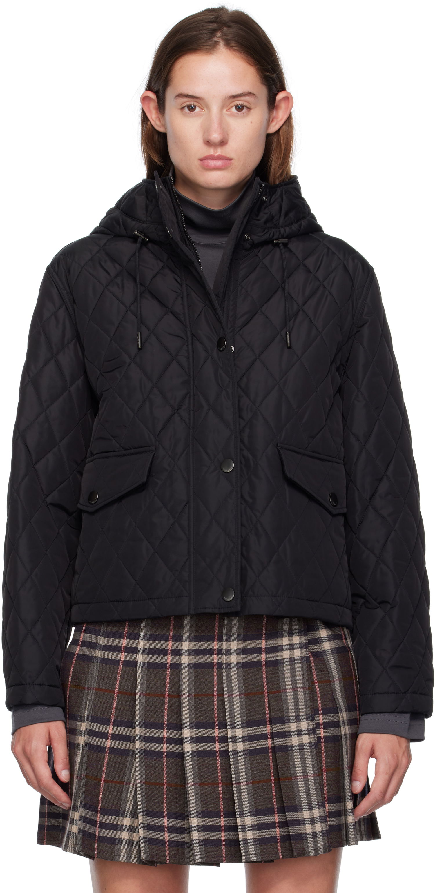 Jakke Burberry Burberry Pembroke Quilted Hooded Jacket Sort | 8113838, 0