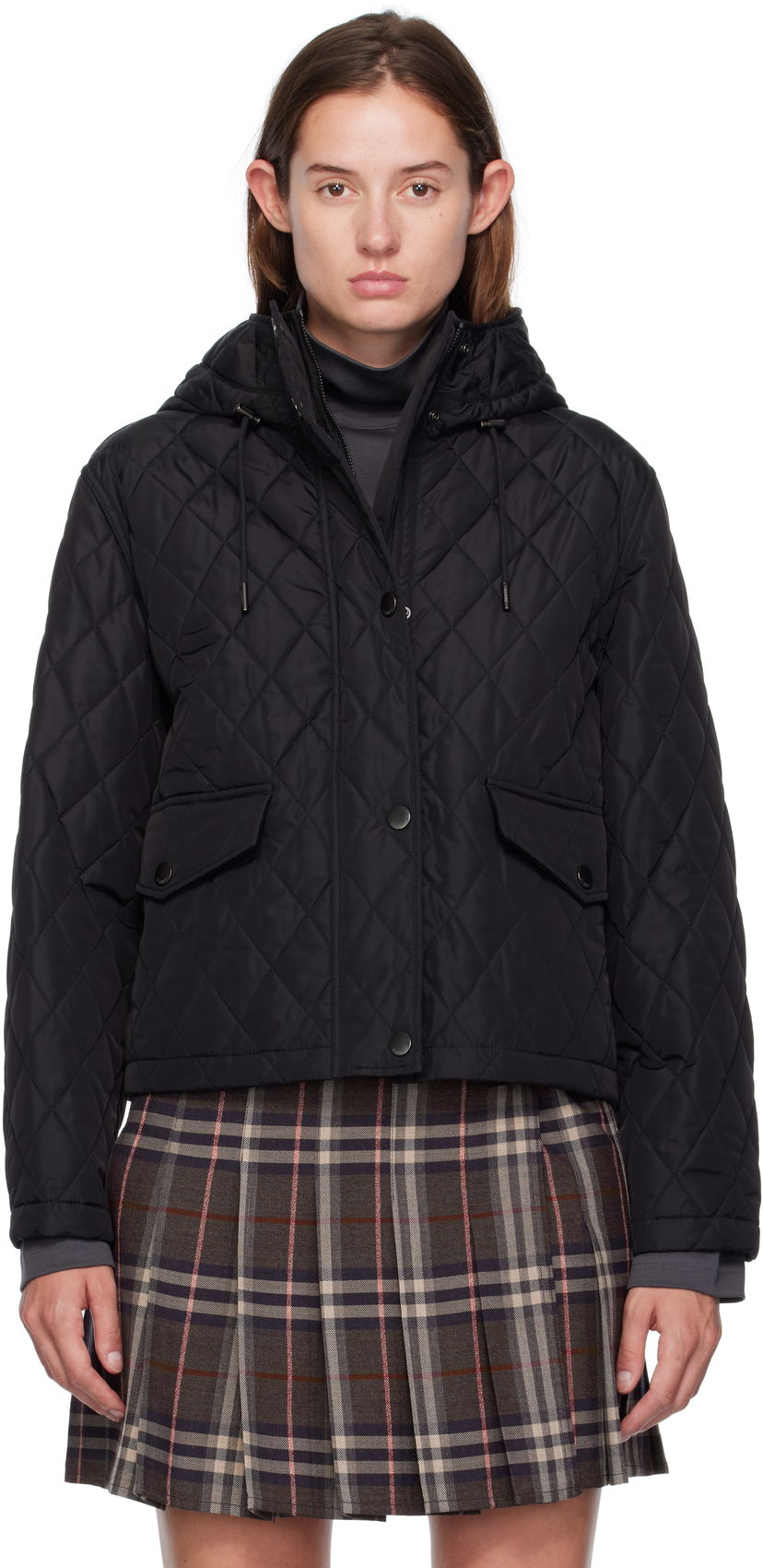 Jakke Burberry Burberry Pembroke Quilted Hooded Jacket Sort | 8113838