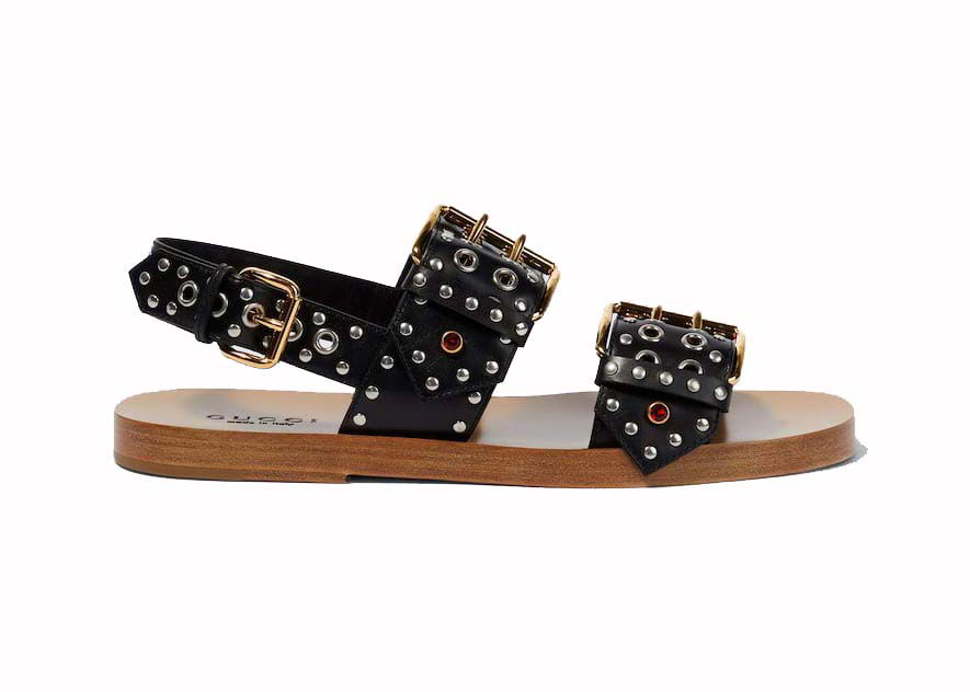 Sneakers og sko Gucci Studded Embellished Leather Sandals Black Sort | 725816 06F00 1000, 0
