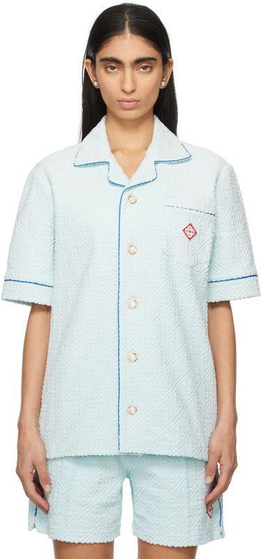 Skjorte Casablanca Monogram Towelling Relaxed Fit Shirt Blå | U-MPS25-SH-085-01, 0