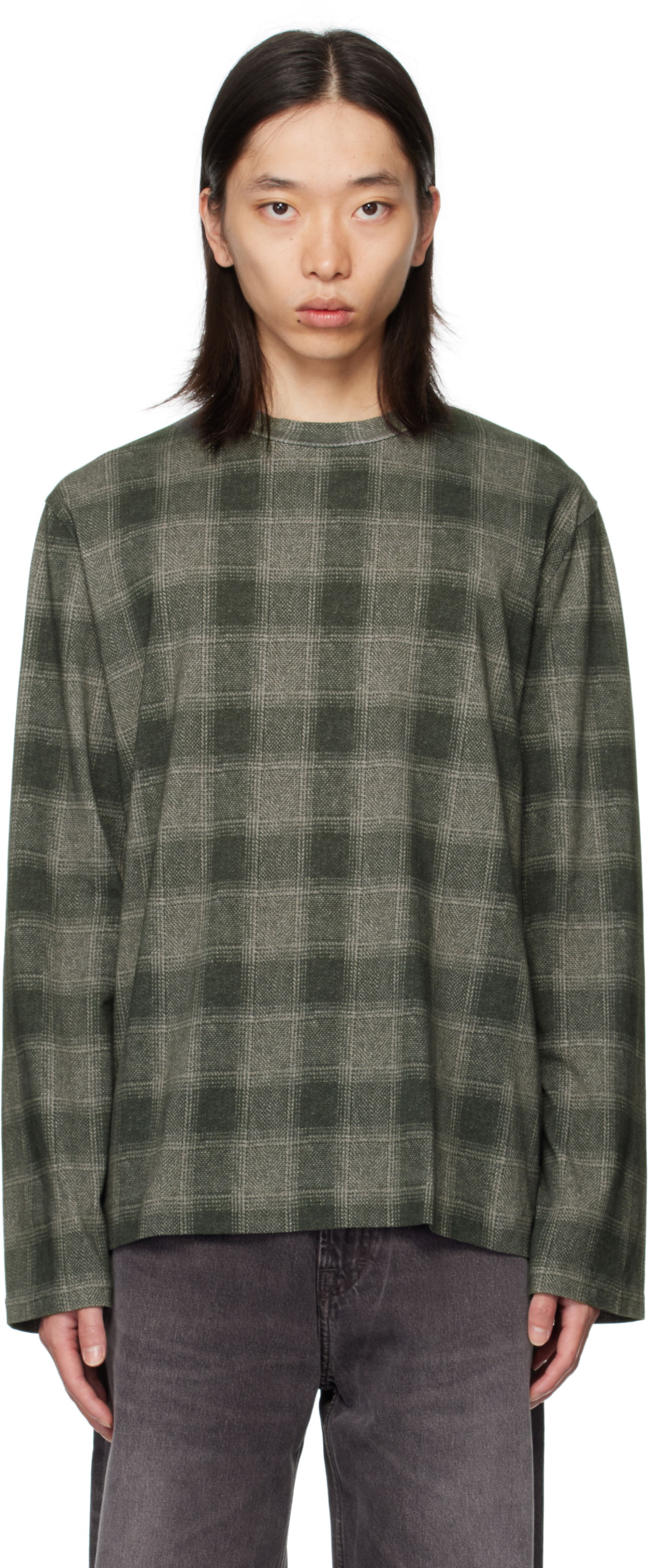 T-shirt OUR LEGACY Our Legacy Box Check Long Sleeve T-Shirt Grøn | M4256BO, 0