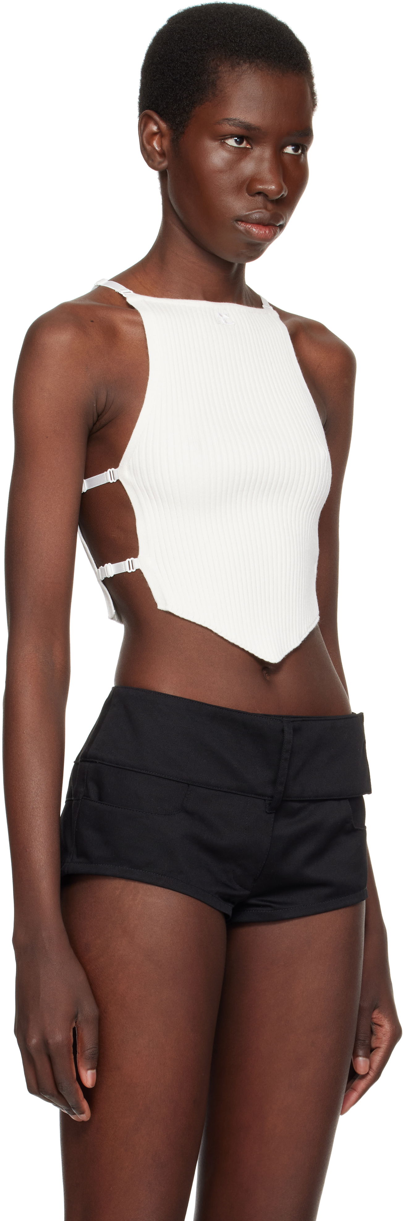 Tanktop Courrèges Courrèges Lingerie Detail Pointy Tank Top Hvid | 125MTO383FI0001, 1