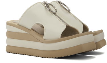 Kjole Stella McCartney Stella McCartney Scuba Slide Wedge Sandals Hvid | 810059AF00U0, 3