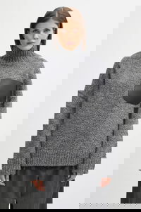 JW Anderson Turtleneck Wool Blend Sweater with Leather Patch Pocket