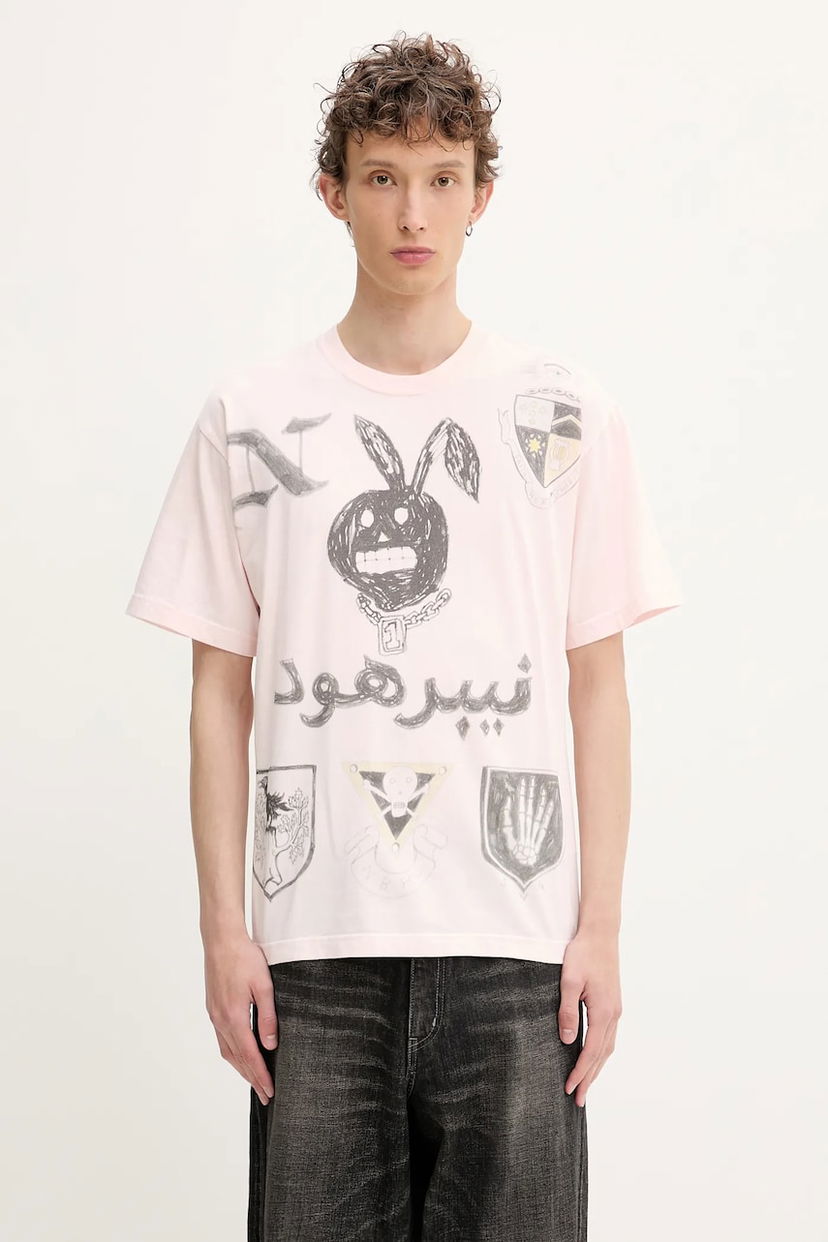 T-shirt Neighborhood NEIGHBORHOOD NH . TEE SS-17 Print T-Shirt Lyserød | 251PCNH.ST17
