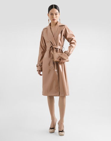 Trenchcoat Dolce & Gabbana Dolce & Gabbana Faux Leather Trench Coat Beige | F0W3WTFUSW7M0179, 1