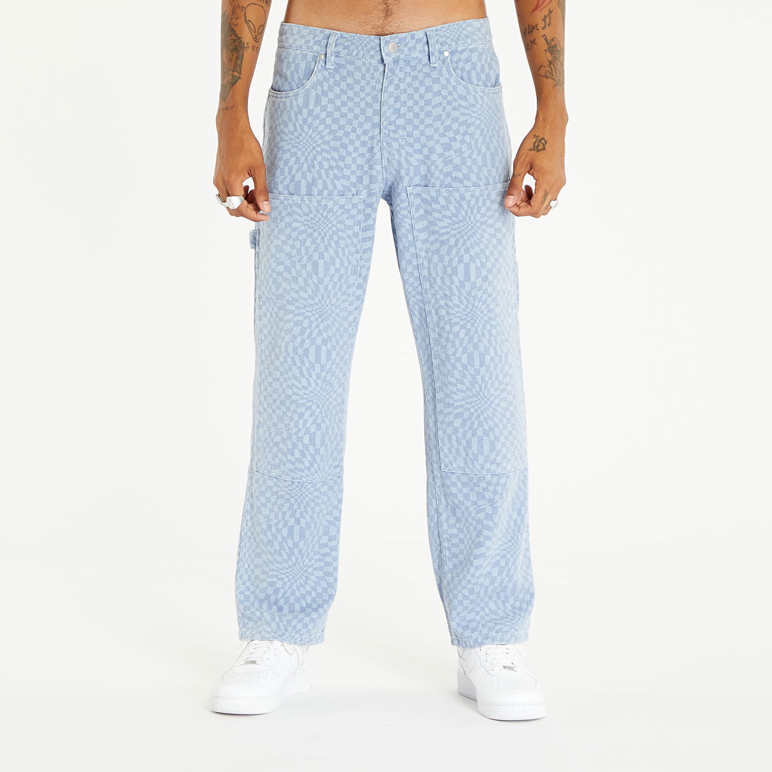 Bukser Pleasures Washy Double Knee Work Pants Blue Blå | P23F008 BLUE, 0