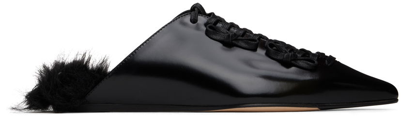 Tøj Simone Rocha Simone Rocha Pointed-Toe Faux-Fur Slippers Sort | PMP19F 0740