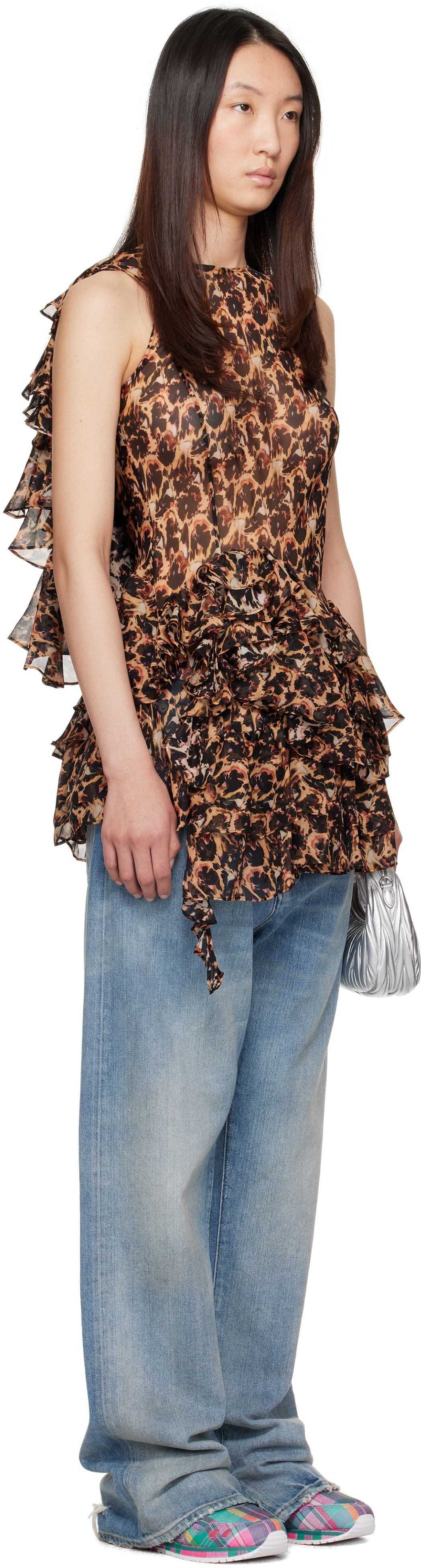 Kjole Collina Strada Collina Strada Silk Ruffle Mini Dress Blå | XX4046, 1