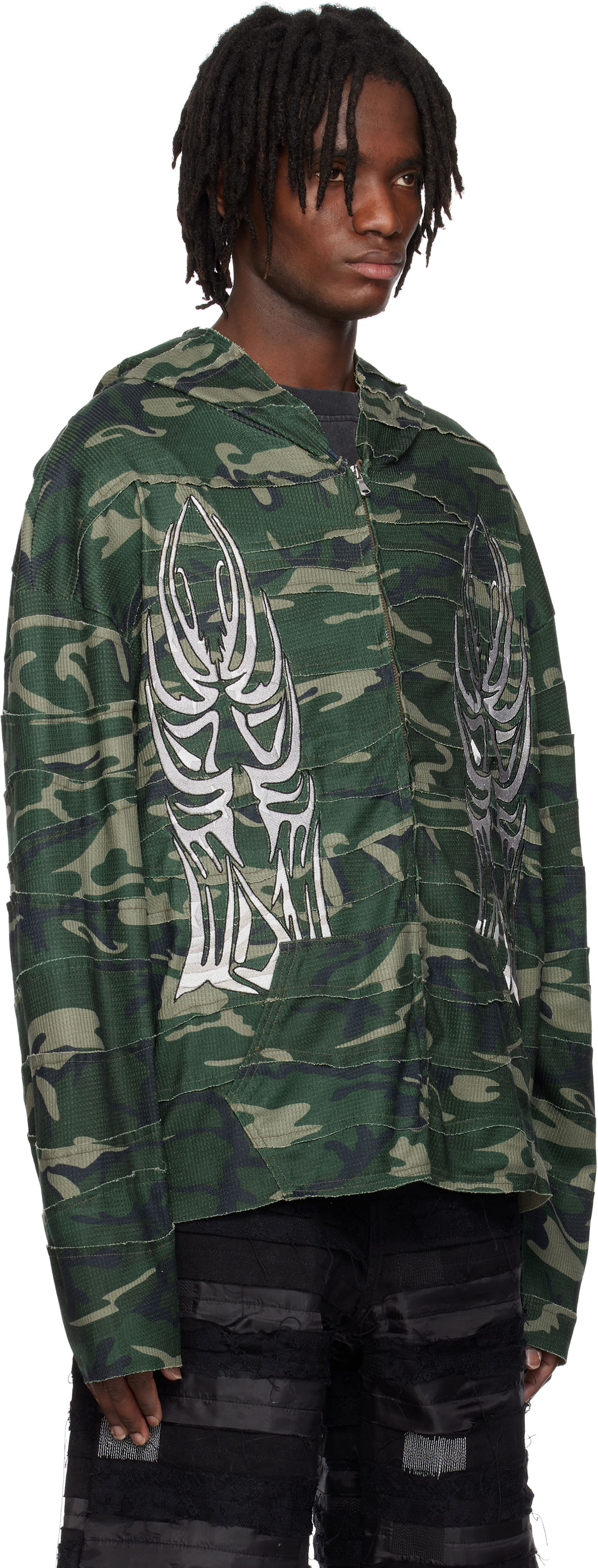Sweatshirt Who Decides War Who Decides War Winged Wavelength Camo Zip-Up Hoodie Grøn | 1110650011SS25, 1