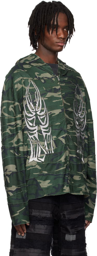 Sweatshirt Who Decides War Who Decides War Winged Wavelength Camo Zip-Up Hoodie Grøn | 1110650011SS25, 1