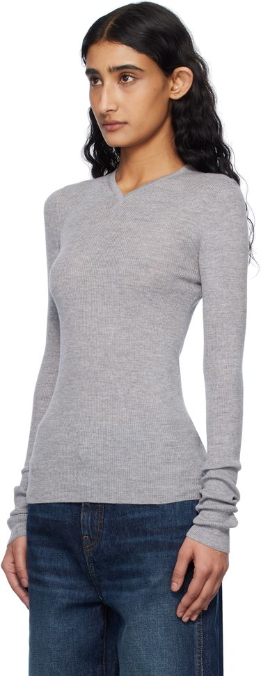 Sweater Khaite KHAITE Tania Ribbed Knit Top Grå | 9699511, 3