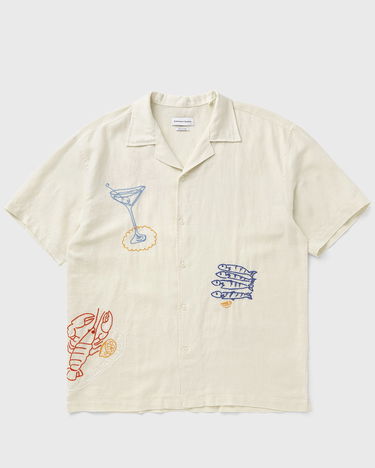 Skjorte Edmmond Studios Embroidered Linen Resort Shirt Beige | 125-10-29060, 0