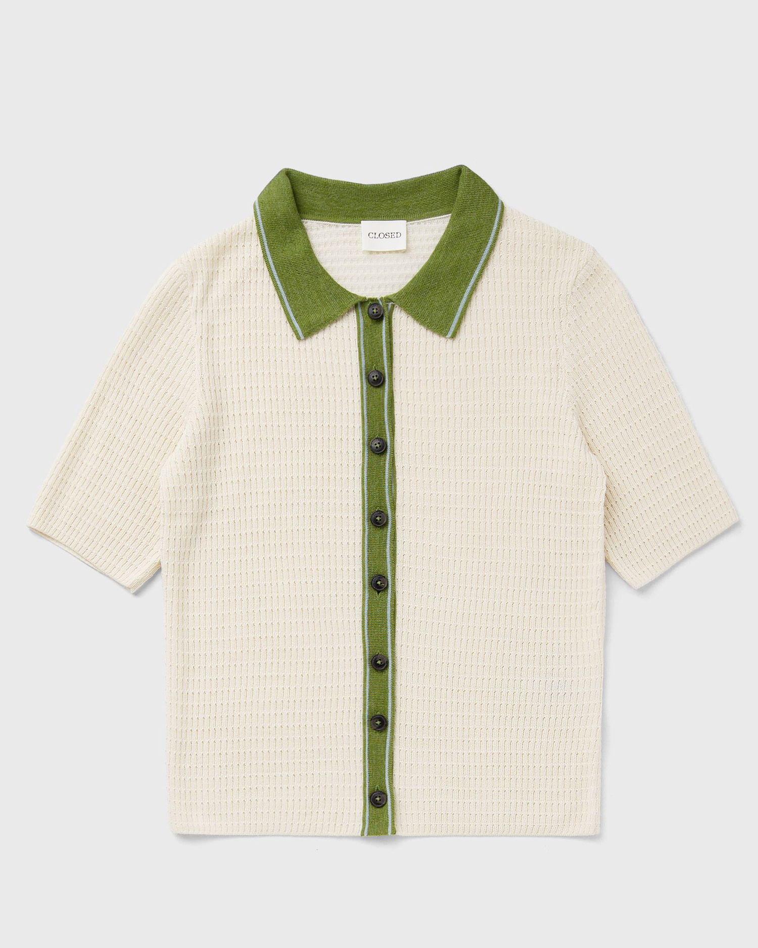 Sweater CLOSED Short Sleeve Knit Polo Cardigan Hvid | C96337-92N-CR-201, 0