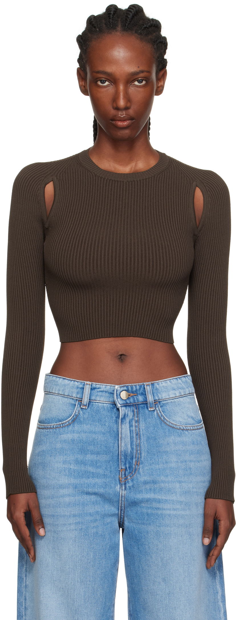 Sweater Max Mara Max Mara Ala Cutout Ribbed Knit Sweater Brun | 2511361173600