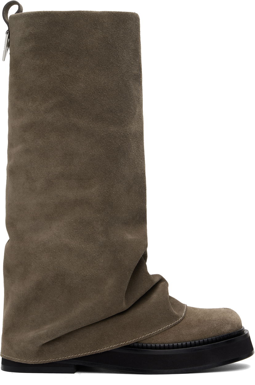 Tøj The Attico Attico Robin Suede Combat Boots Grå | 250WSH00798 LBT040AA
