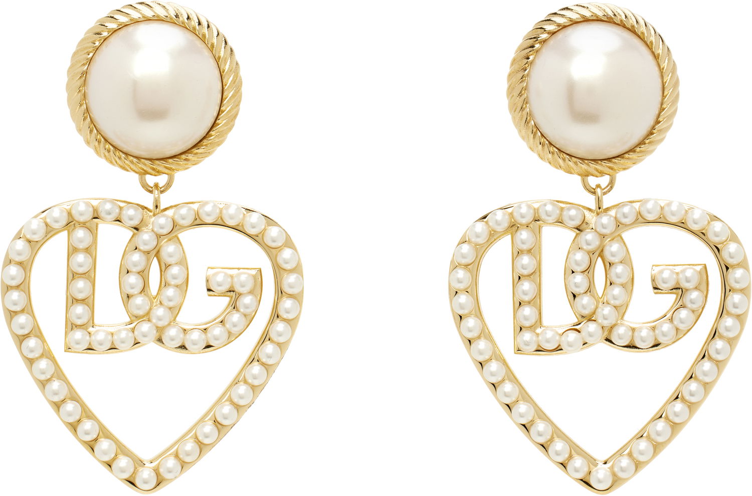 Øreringe Dolce & Gabbana DG Logo & Heart Pearl Earrings Metalisk | WEQ6L4 W1111, 0