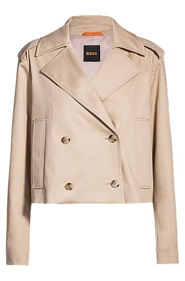 Trenchcoat BOSS BOSS Cropped Water-Repellent Stretch Cotton Trench Coat Beige | 50540718, 0