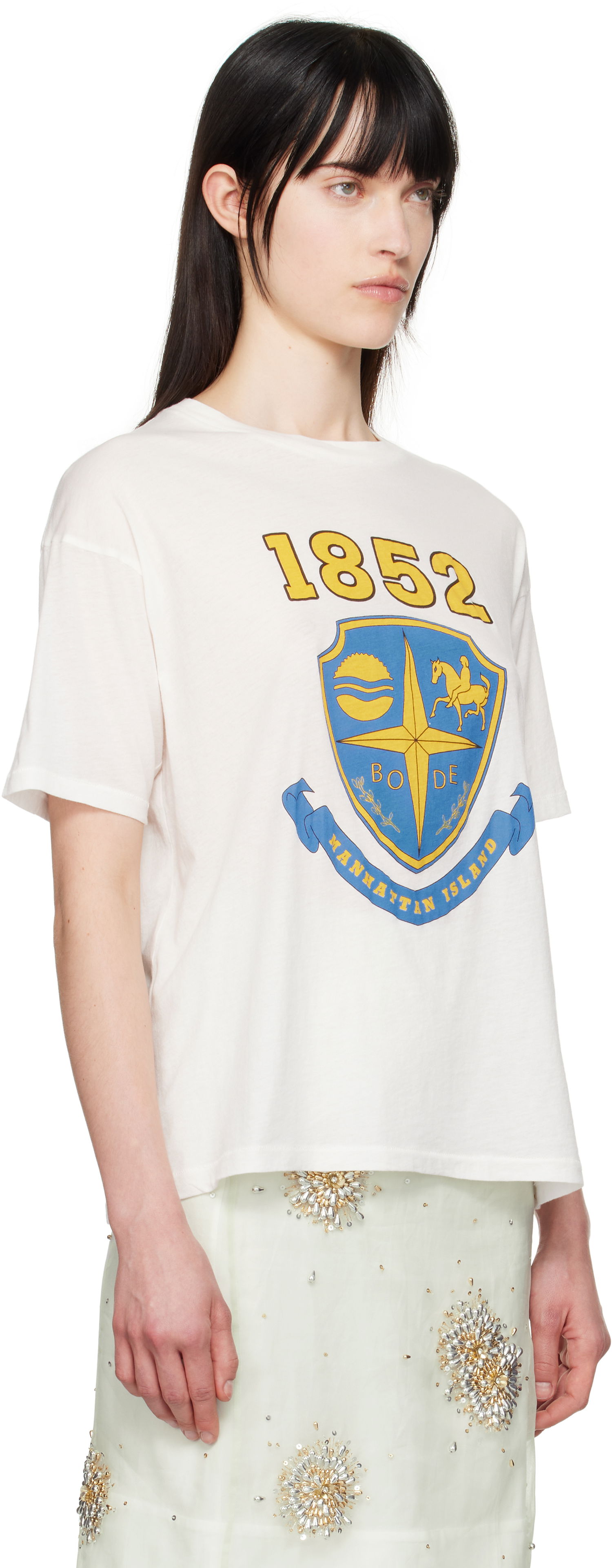 T-shirt Bode Bode Crest Boxy T-Shirt Hvid | MRS25CS008, 1