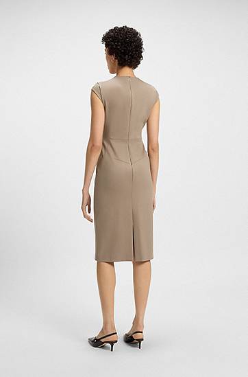 Kjole BOSS Cap-Sleeve Stretch Dress Beige | 50541987, 1