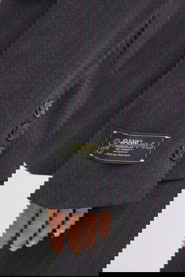 Jakke GANNI Asymmetric Pinstripe Blazer Grå | W0578, 3