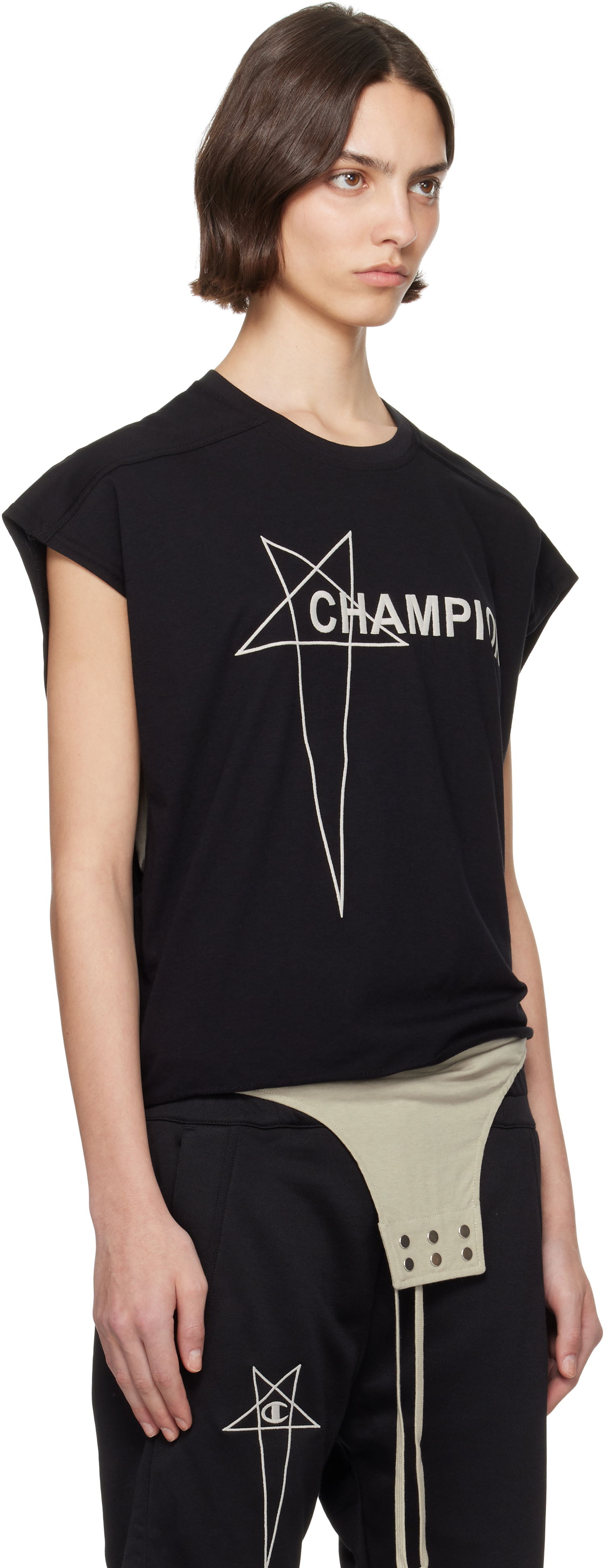 Tanktop Rick Owens Rick Owens Champion Edition Micro Tatlin Tank Top Sort | CW01E1668 CHJG, 1
