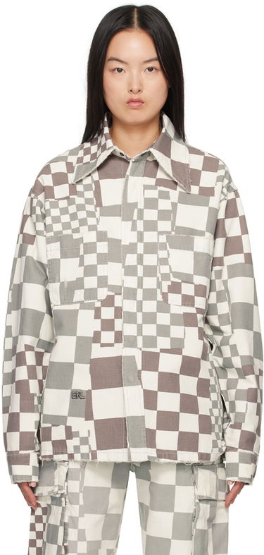 Skjorte ERL Check Print Long Sleeve Shirt Grå | ERL08J010, 0