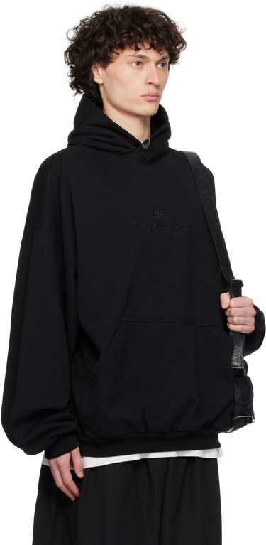 Sweatshirt Balenciaga BB Garderobe Large Fit Hoodie Sort | 813406TRVW1, 1