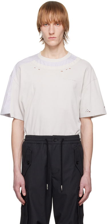T-shirt Feng Chen Wang Feng Chen Wang Distressed T-Shirt Beige | FMS15TS03G, 0