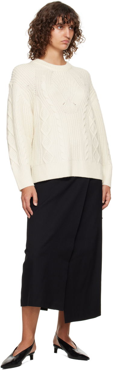 Sweater Loulou de Saison Loulou de Saison Silva Cable Knit Sweater Hvid | SILVA, 3