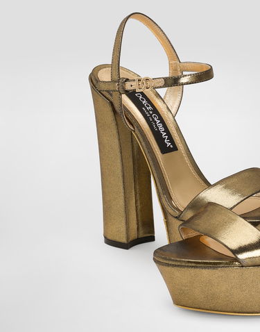Sneakers og sko Dolce & Gabbana Foiled Organzine Platform Sandals Metalisk | CR1781A573680997, 3