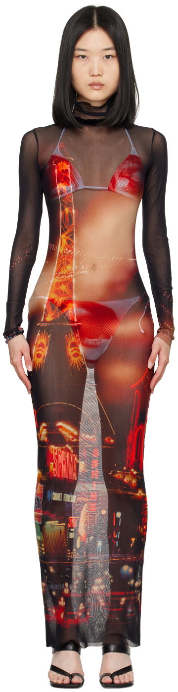 Kjole Jean Paul Gaultier Jean Paul Gaultier 'The Pigalle' Mesh Maxi Dress Flerfarvet | 24/30-F-RO247-T552-00301550