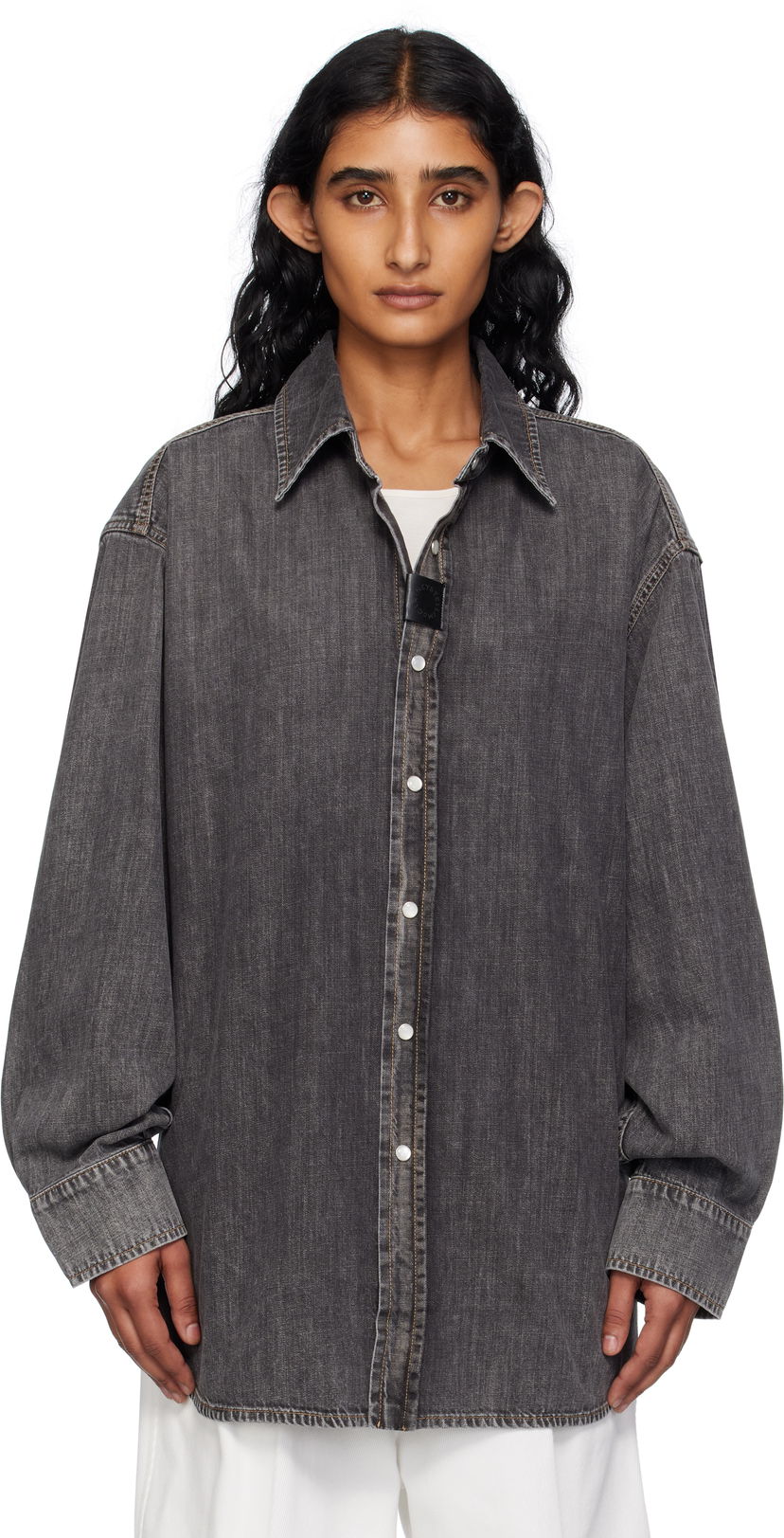 Skjorte Stella McCartney Stella McCartney Lightweight Denim Shirt Grå | 6D03973SQH31