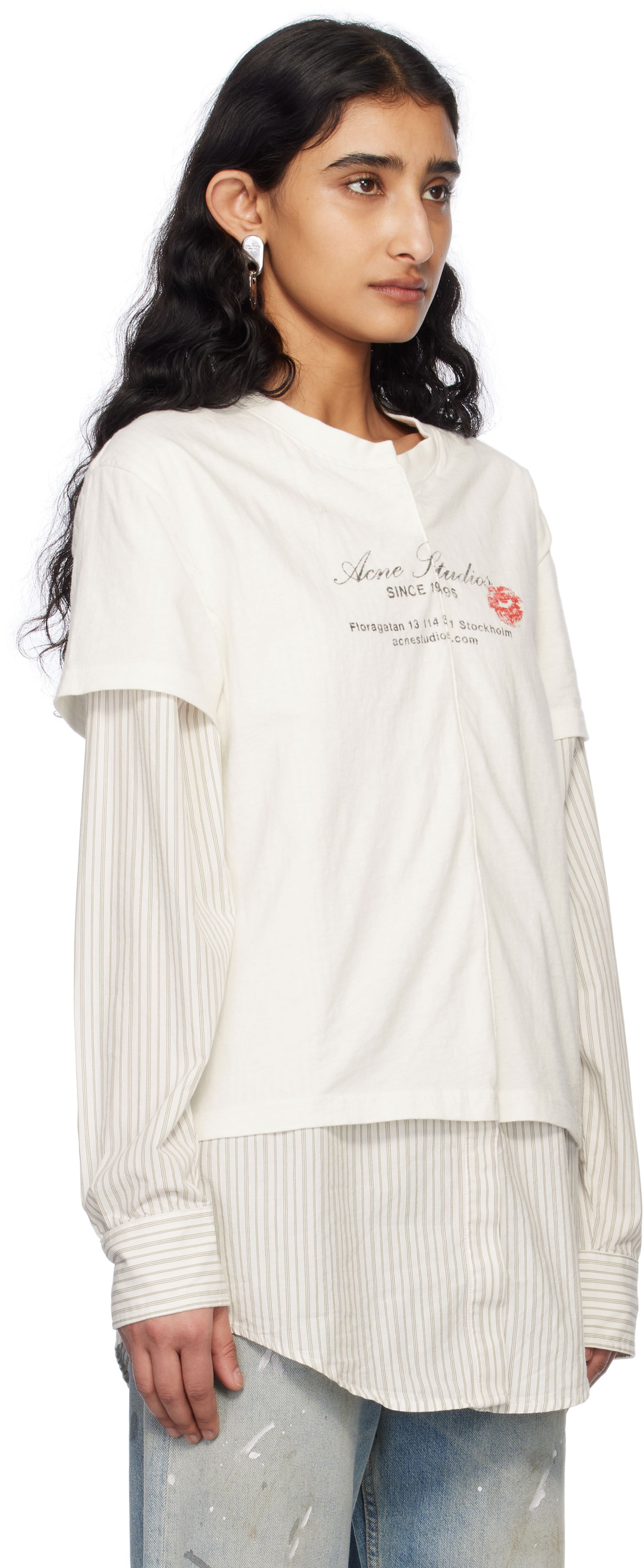 T-shirt Acne Studios Acne Studios Layered T-Shirt Hvid | AC0730-, 1