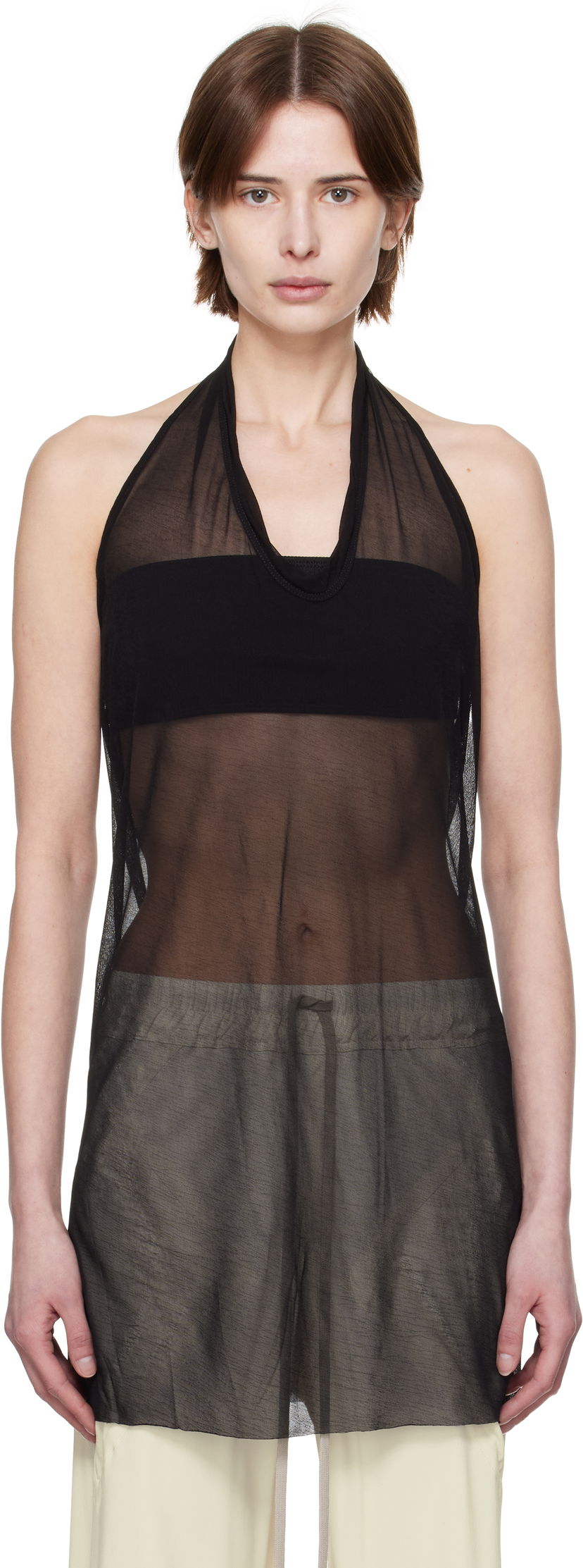Tanktop Rick Owens Rick Owens Hollywood Halter Tank Top Sort | RP01E7108 JCR