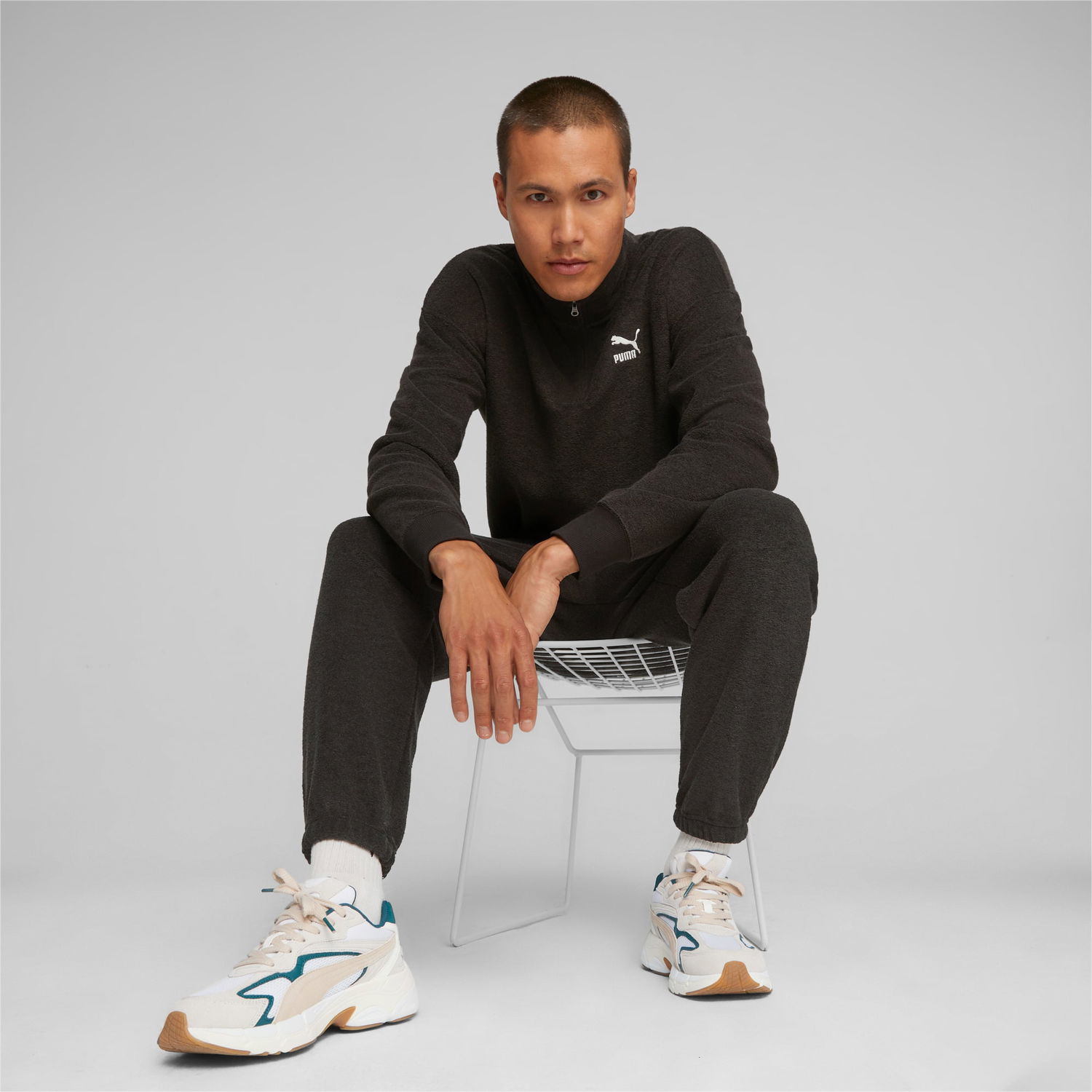 Sweatshirt Puma CLASSICS Fleece Quarter-Zip Herren Sort | 621331_01, 1