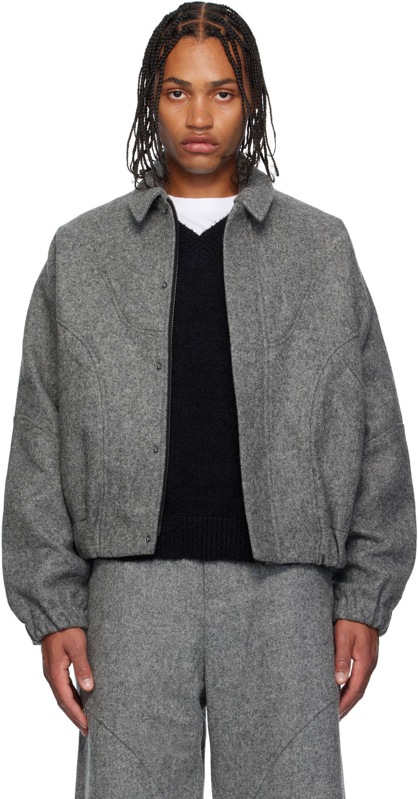 Jakke sage NATION SAGE NATION Jiji Wool Jacket Grå | S052 JIJI JACKET WOOL MARL GRE