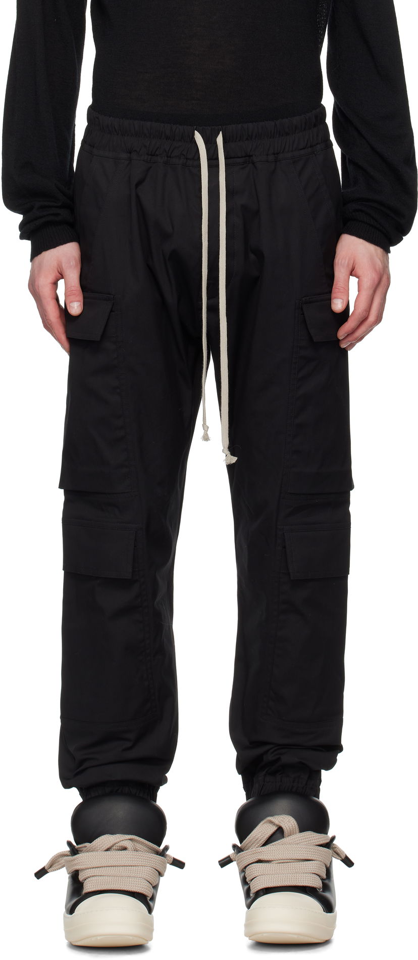 Cargo bukser Rick Owens Rick Owens Hollywood Mastodon Megacargo Pants Sort | RU01E5337 TE